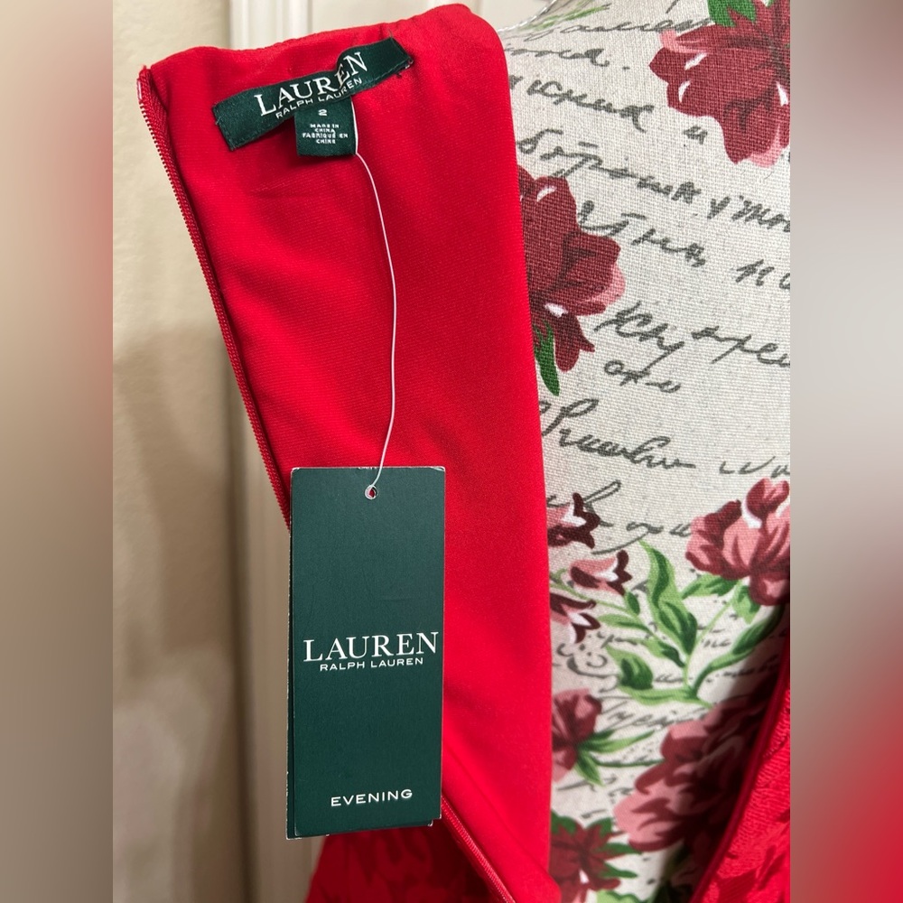Lauren Ralph Lauren Red Lace Maxi Dress - Picture 8 of 11